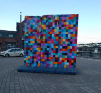 Pieces of the Berlin wall on the #Giessen train station square, adapted by art collective 17/365