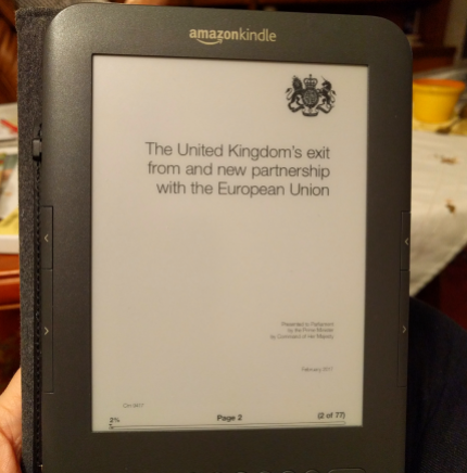 Reading the Brexit white paper. Poor Kindle. 33/365